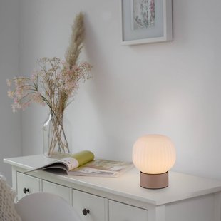 JUST LIGHT. GmbH LED tafellamp Nami, wit/zandkleurig, glas, ijzer, hoogte 17 cm