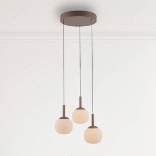 JUST LIGHT. GmbH LED hanglamp Nami, 3-lamps, rond, zandkleurig, wit, glas, ijzer