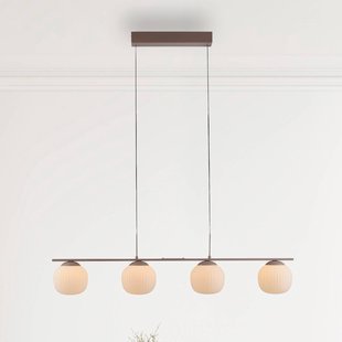 JUST LIGHT. GmbH LED hanglamp Nami, 4-lamps, lang, zandkleur, wit, glas, ijzer