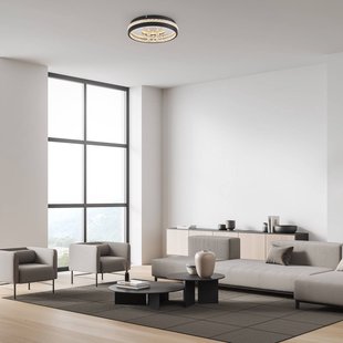 JUST LIGHT. GmbH LED plafondlamp Hanni, zwart, ijzer, aluminium, kristallook