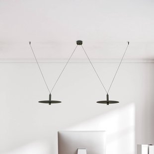 Zambelis LED hanglamp 23227, zwart, Ø 35 cm, 2-lamps, metaal