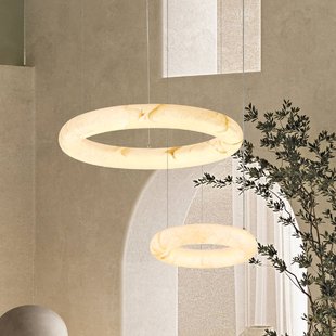 Zambelis LED hanglamp 2542, wit, Ø 34 cm, albast, dimbaar