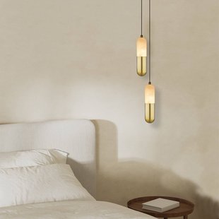 Zambelis LED hanglamp 2545 messing/wit Ø 5 cm metaal/albast dimbaar