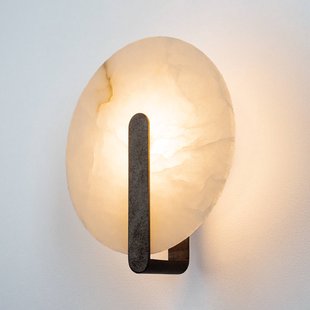 Zambelis LED wandlamp 2553, wit/zwart, Ø 25 cm, albast