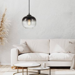 JUST LIGHT. GmbH Hanglamp Zea, 1-lamp, rookgrijs/zwart, glas, E27