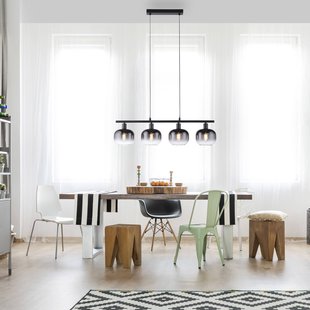 JUST LIGHT. GmbH Hanglamp Zea, 4-lamps, rookgrijs/zwart, glas, E14