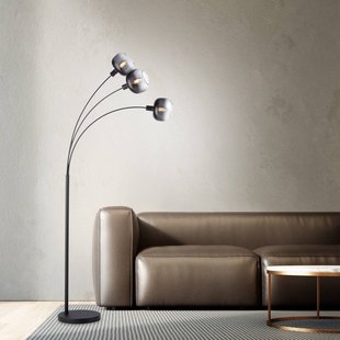 JUST LIGHT. GmbH Vloerlamp Zea, 3-lamps, rookgrijs/zwart, glas, E14