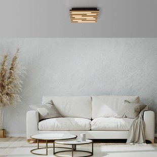 JUST LIGHT. GmbH LED plafondlamp Akustik, 30 x 30 cm, naturel hout, metaal