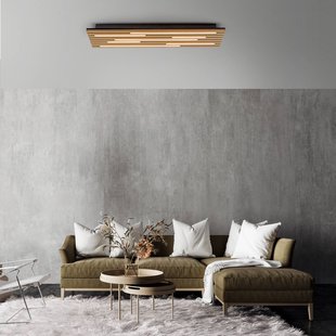 JUST LIGHT. GmbH LED plafondlamp Akustik, 80 x 30 cm, naturel hout, metaal