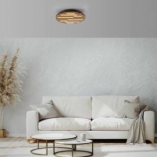 JUST LIGHT. GmbH LED plafondlamp Akustik, Ø 38 cm, naturel hout, metaal