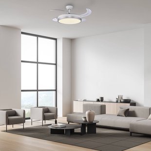 JUST LIGHT. GmbH LED plafondventilator Kopta zilver, CCT, afstandsbediening, Ø 107 cm