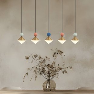 Zambelis LED hanglamp 25103 messing/gekleurd, 5-lamps. Metaal/glas/keramiek