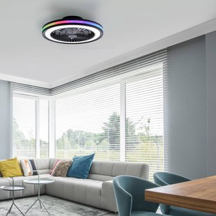 JUST LIGHT. GmbH LED plafondventilator Brandon, zwart, RGBW, CCT, Ø 46,5 cm