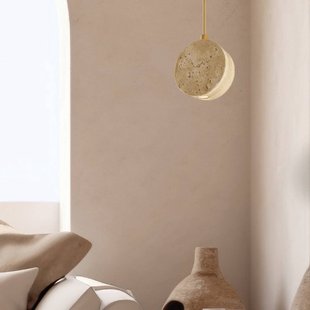 Zambelis LED hanglamp 25336, beige, Ø 10 cm, natuursteen