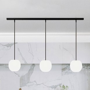 Casablanca hanglamp Acai, wit/zwart, lang, 3-lamps, 16 cm