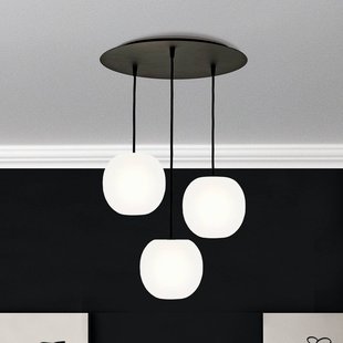 Casablanca hanglamp Acai, wit/zwart, rond, 3-lamps, 16 cm