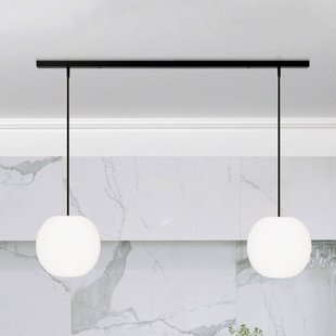Casablanca hanglamp Acai, wit/zwart, lang, 2-lamps, 21 cm