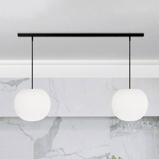 Casablanca hanglamp Acai, wit/zwart, lang, 2-lamps, 26 cm