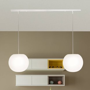 Casablanca hanglamp Acai, wit, lang, 2-lamps, Ø 26 cm, E27