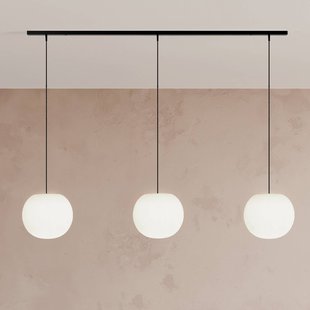 Casablanca hanglamp Acai, wit/zwart, lang, 3-lamps, 26 cm