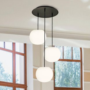 Casablanca hanglamp Acai, wit/zwart, rond, 3-lamps, 26 cm