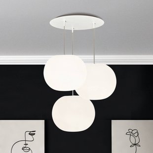 Casablanca hanglamp Acai, wit, rond, 3-lamps, Ø 26 cm, E27