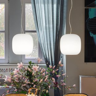 Casablanca hanglamp Murea, wit, glas, 2-lamps, 25 cm, E27