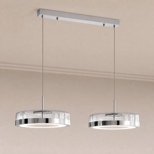 Lucande LED hanglamp La Latta, 2-lamps, 80 cm, chroom, glas