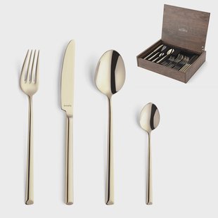 Amefa - Metropole 24-delige Bestekset 6 Personen PVD Hoogglans Champagne - in luxe kist