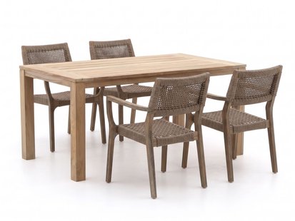 ROUGH-L Rope/ROUGH-S 160cm dining tuinset 5-delig stapelbaar - Laagste prijsgarantie!