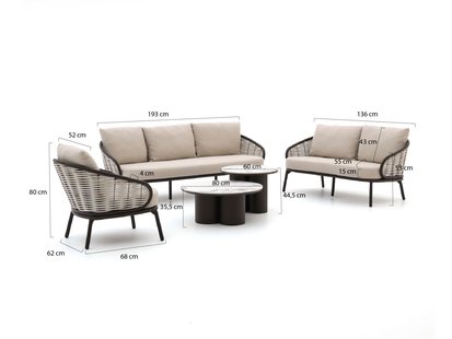 Apple Bee Condor stoel-bank loungeset 6-delig 5-zits - Laagste prijsgarantie!