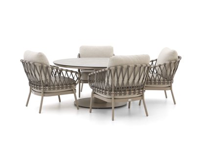 Tierra Outdoor Natal/Moreno  ø 150cm low dining tuinset 5-delig - Laagste prijsgarantie!