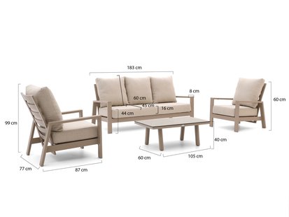 Tierra Outdoor Musone stoel-bank loungeset 4-delig 5-zits verstelbaar - Laagste prijsgarantie!