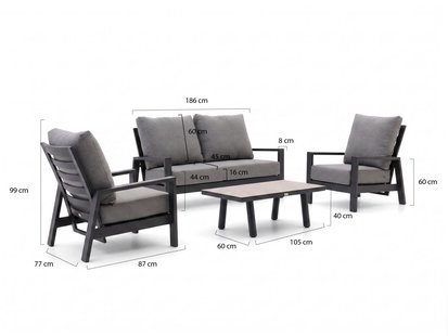 Tierra Outdoor Musone stoel-bank loungeset 4-delig 4-zits verstelbaar - Laagste prijsgarantie!