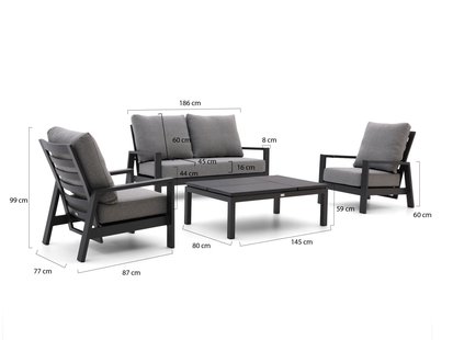 Tierra Outdoor Musone/Flip-Up stoel-bank loungeset 4-delig 4-zits verstelbaar - Laagste prijsgarantie!