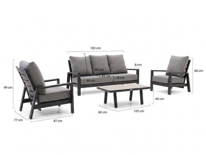 Tierra Outdoor Musone stoel-bank loungeset 4-delig 5-zits verstelbaar - Laagste prijsgarantie!