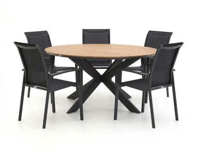 Forza Centallo/Fidenza ø149cm dining tuinset 6-delig stapelbaar - Laagste prijsgarantie!