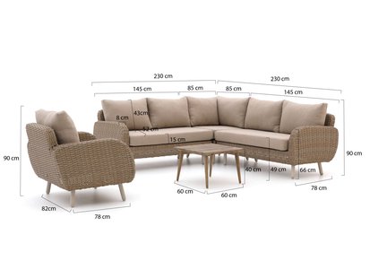 Intenso Suzzara/Rough-K lounge hoek loungeset 5-delig - Laagste prijsgarantie!