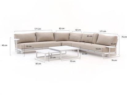 Bellagio Bertinoro hoek loungeset 5-delig - Laagste prijsgarantie!