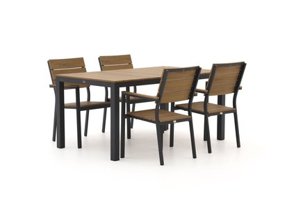 Bellagio Fidenza 160cm dining tuinset 5-delig stapelbaar - Laagste prijsgarantie!