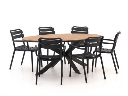 Forza Vico/Fidenza 220cm ovaal dining tuinset 7-delig stapelbaar - Laagste prijsgarantie!