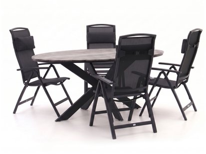 Forza Capri/Fidenza ovaal 180cm dining tuinset 5-delig verstelbaar - Laagste prijsgarantie!