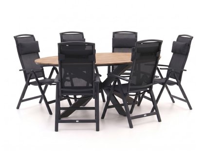 Forza Capri/Fidenza ovaal 220cm dining tuinset 7-delig verstelbaar - Laagste prijsgarantie!