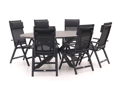 Bellagio Avenza/Fidenza ovaal 220cm dining tuinset 7-delig verstelbaar - Laagste prijsgarantie!