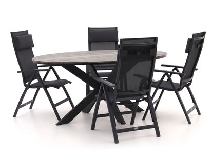Bellagio Avenza/Fidenza ovaal 180cm dining tuinset 5-delig verstelbaar - Laagste prijsgarantie!