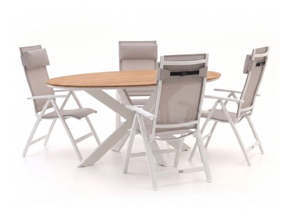 Bellagio Avenza/Fidenza ovaal 180cm dining tuinset 5-delig verstelbaar - Laagste prijsgarantie!