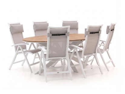 Bellagio Lugo/Fidenza ovaal 220cm dining tuinset 7-delig verstelbaar - Laagste prijsgarantie!