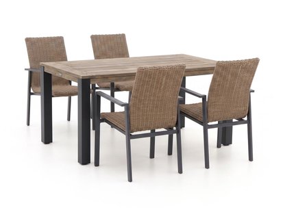 Manifesto Villongo/ROUGH-S 160cm dining tuinset 5-delig stapelbaar - Laagste prijsgarantie!