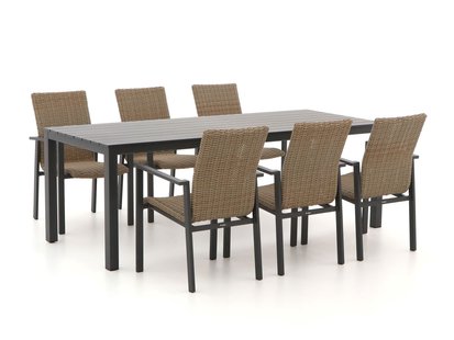 Manifesto Villongo/ROUGH-S 220cm dining tuinset 7-delig stapelbaar - Laagste prijsgarantie!