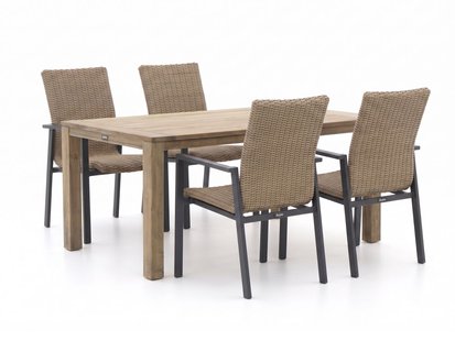 Manifesto Villongo/ROUGH-S 160cm dining tuinset 5-delig stapelbaar - Laagste prijsgarantie!